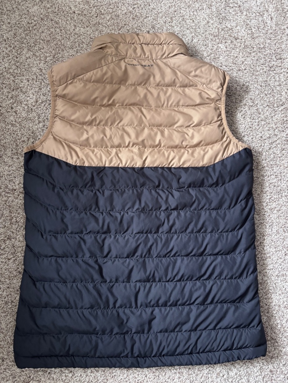 Columbia Men's Omni-Heat White Out Puffer Vest Flax/Black Lightweight Medium - Picture 3 of 10